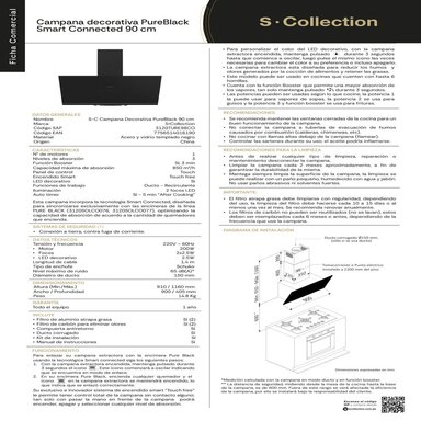 CAMPANA EXTRACTORA S-COLLECTION 90 CM SMART CONNECTED PUREBLACK - 10