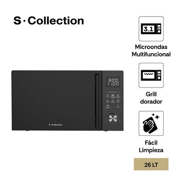 HORNO MICROONDAS S-COLLECTION EMPOTRABLE 26 L GRILL BLACK 3 EN 1