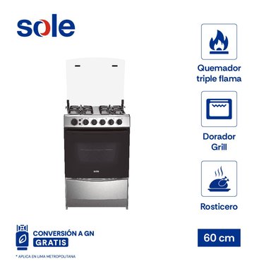 COCINA DE PIE GLP/GN SOLE 4 QUEMADORES 60 CM VARADERO