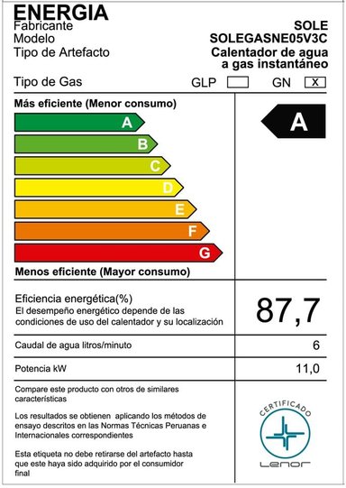 CALENTADOR INSTANTÁNEO GN 5.5 L SOLE CONTROL TOTAL - 8