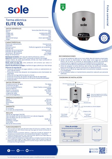 TERMA ELÉCTRICA 50 L SOLE ELITE - 7