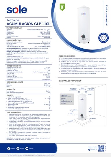 TERMOTANQUE 110 L GLP TIPO A C.ACC SOLE - 7
