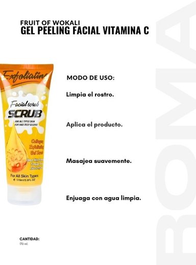 PACK 3 GEL PEELING FACIAL VITAMINA C 170ML WOKALI - 3