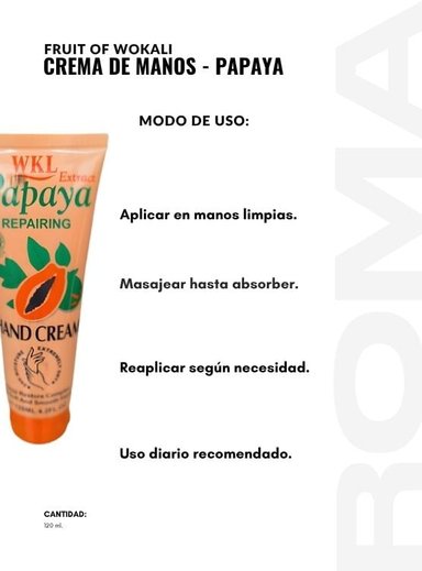 PACK 2 CREMA DE MANOS PAPAYA 120ML WOKALI - 3