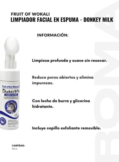 LIMPIADOR FACIAL EN ESPUMA DONKEY MILK 150ML WOKALI - 2