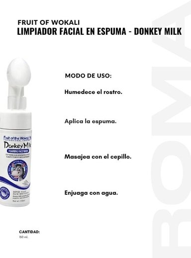 LIMPIADOR FACIAL EN ESPUMA DONKEY MILK 150ML WOKALI - 3