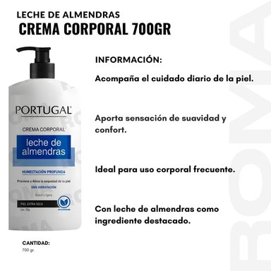 PACK 2 LECHE DE ALMENDRAS CREMA CORPORAL 700G PORTUGAL - 2