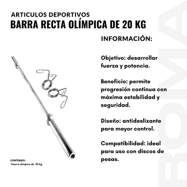 BARRA RECTA OLÍMPICA 20 KG - 2