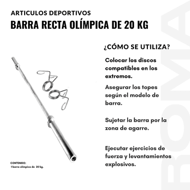 BARRA RECTA OLÍMPICA 20 KG - 3