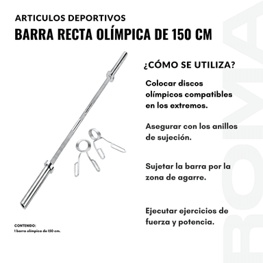 BARRA RECTA OLIMPICA DE 150 CM - 3