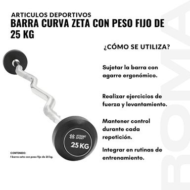 BARRA CURVA ZETA CON PESO FIJO DE 25 KG - 3