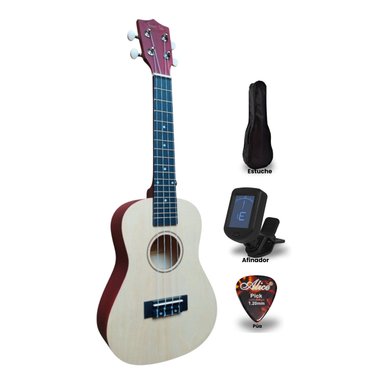 UKELELE CONCIERTO NATURAL CON AFINADOR FUNDA PÚA
