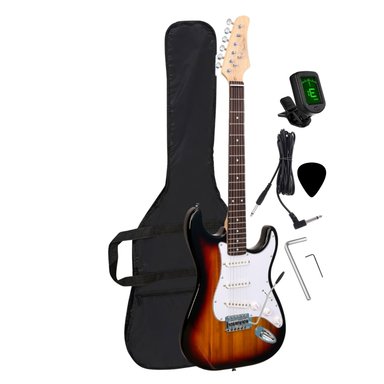 GUITARRA ELÉCTRICA COLOR SUNBURST CON AFINADOR FUNDA Y ACCESORIOS - 2