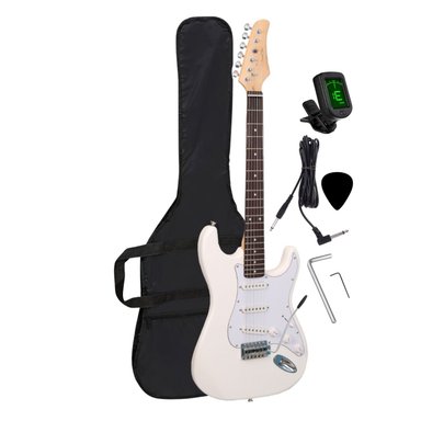 GUITARRA ELÉCTRICA COLOR BLANCO CON AFINADOR FUNDA Y ACCESORIOS - 2