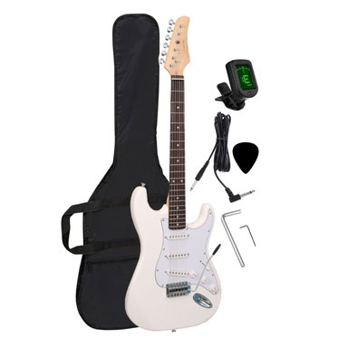 GUITARRA ELÉCTRICA COLOR BLANCO CON AFINADOR FUNDA Y ACCESORIOS - 3