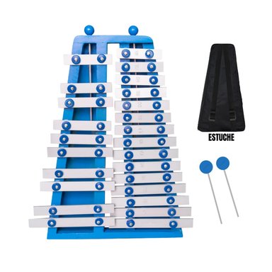 XILÓFONO METALÓFONO CROMÁTICO DE 2 OCTAVAS DE 25 NOTAS AZÚL
