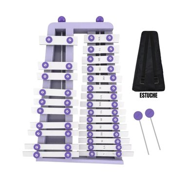 XILÓFONO METALÓFONO CROMÁTICO DE 2 OCTAVAS DE 25 NOTAS LILA