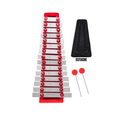 XILÓFONO METALÓFONO DE 2 OCTAVAS DE 15 NOTAS ROJO