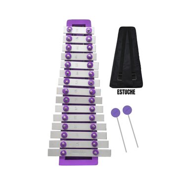 XILÓFONO METALÓFONO DE 2 OCTAVAS DE 15 NOTAS COLOR LILA