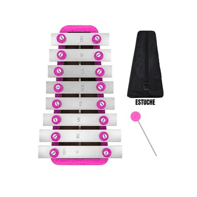 XILÓFONO METALÓFONO DE 1 OCTAVA 8 NOTAS  ROSADO