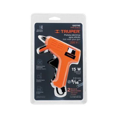 PISTOLA DE SILICONA TRUPER 15W 220V BARRA 8MM 5/16' PEGAMENTO HOT MELT USO HOGAR - 5