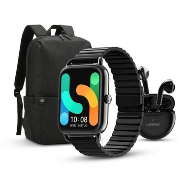HAYLOU SMARTWATCH RS4 PLUS NEGRO +LENOVO AUDIFONO HT38 NEGRO +XIAOMI MOCHILA DAYPACK NEGRO - 1