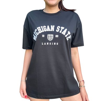 POLO OVERSIZE MANGA CORTA DE ALGODÓN ENGELL ESTAMPADO MICHIGAN NEGRO