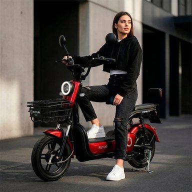 BICIMOTO ELÉCTRICA OXEN DE LITIO, 25KMH, 35KM, 350W ROJO JAM - 1