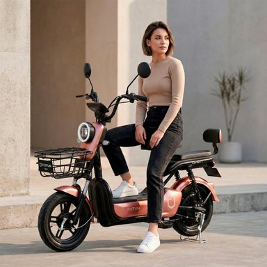 BICIMOTO ELÉCTRICA OXEN DE LITIO, 25KMH, 35KM, 350W ROSADO GOLDEN - 1