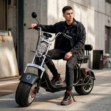 MOTO ELÉCTRICA REBEL DE LITIO, 50KMH, 45KM, 2000W  NEGRO - 1