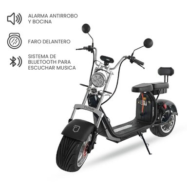 MOTO ELÉCTRICA REBEL DE LITIO, 50KMH, 45KM, 2000W  NEGRO - 8