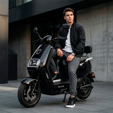 MOTO ELÉCTRICA TERA DE LITIO, 50KMH, 70KM, 800W NEGRO - 1