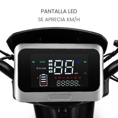 MOTO ELÉCTRICA TERA DE LITIO, 50KMH, 70KM, 800W NEGRO - 7