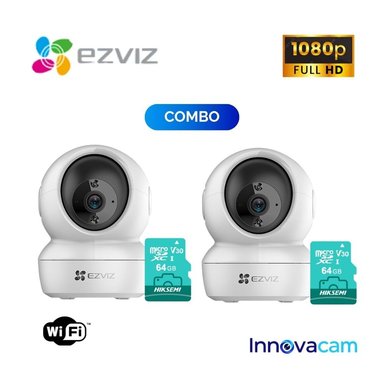 PACK X2 CÁMARAS DE SEGURIDAD EZVIZ H6C 360° FULL HD + 2 MEMORIAS 64GB - 1