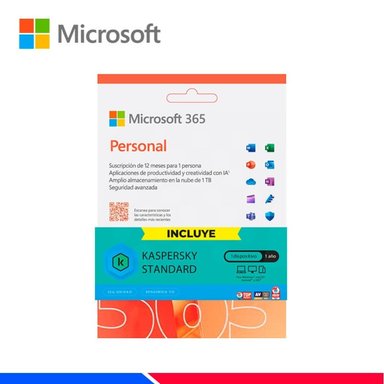 MICROSOFT 365 PERSONAL + KASPERSKY, 12 MESES, 1 USUARIO - 1