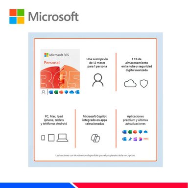 MICROSOFT 365 PERSONAL + KASPERSKY, 12 MESES, 1 USUARIO - 3