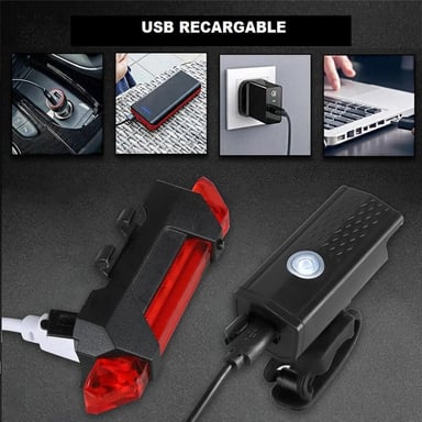 LUCES PARA BICICLETA FARO DELANTERO Y TRASERO RECARGABLE - 4