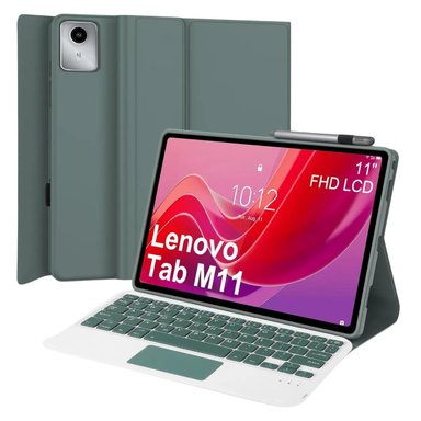 FUNDA CON TECLADO BLUETOOTH TOUCHPAD PARA LENOVO M11 / K11 - VERDE - 1