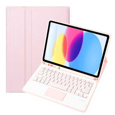 FUNDA CON TECLADO BLUETOOTH TOUCHPAD PARA IPAD A16 11TH 10TH - ROSADO - 1