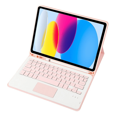 FUNDA CON TECLADO BLUETOOTH TOUCHPAD PARA IPAD A16 11TH 10TH - ROSADO - 2
