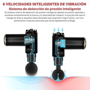 MINI PISTOLA DE MASAJE USB, PORTÁTIL, 4 CABEZAS, 6 VELOCIDAD GRIS - 2
