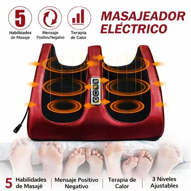 MASAJEADOR ELÉCTRICO DE PIES ESTIMULA CIRCULACIÓN Y RELAJACIÓN ROJO - 5