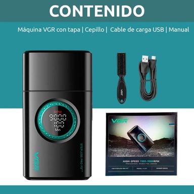AFEITADORA ELECTRICA SHAVER VGR V-377 TITANIO 9000 RPM USB - 2