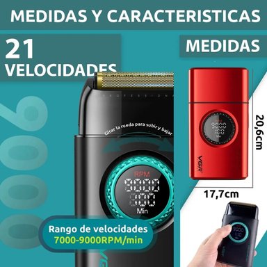 AFEITADORA ELECTRICA SHAVER VGR V-377 TITANIO 9000 RPM USB - 3