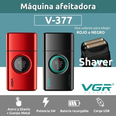 AFEITADORA ELECTRICA SHAVER VGR V-377 TITANIO 9000 RPM USB - 6