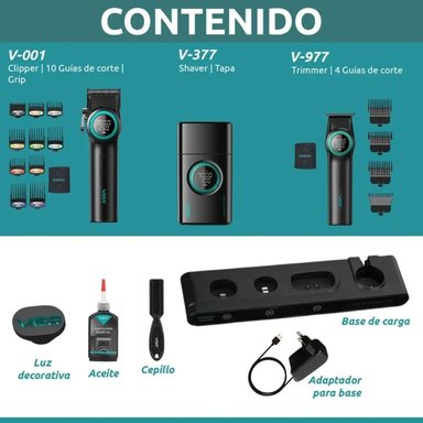 MÁQUINA CORTAR PELO PROFESIONAL VGR KIT 3 EN 1 RECARGABLE - 2