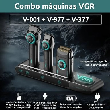 MÁQUINA CORTAR PELO PROFESIONAL VGR KIT 3 EN 1 RECARGABLE - 3