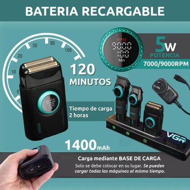 MÁQUINA CORTAR PELO PROFESIONAL VGR KIT 3 EN 1 RECARGABLE - 5