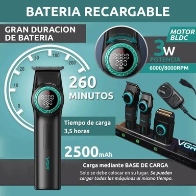 MÁQUINA CORTAR PELO PROFESIONAL VGR KIT 3 EN 1 RECARGABLE - 6
