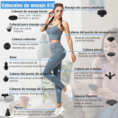 PISTOLA DE MASAJE DE TEJIDO PROFUNDO, MASAJEADOR MUSCULAR - 6